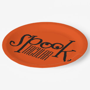 Funny Orange Black Eyeballs Spooktacular Pun Paper Plate