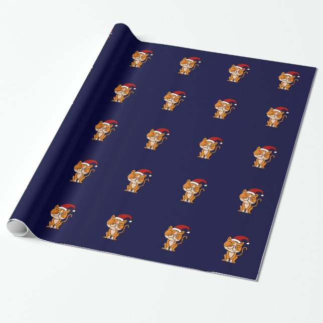Funny Orange Cat Christmas Wrapping Paper (Unrolled)