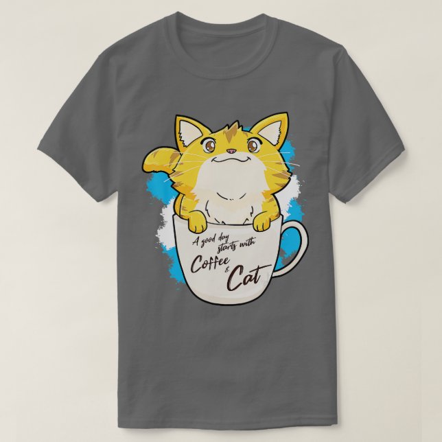Funny Orange Cat Coffee Mug Cat Lover Gift Idea  T-Shirt (Design Front)