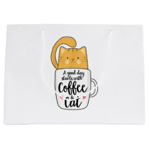 Funny Orange Cat Coffee Mug Cat Lover  Large Gift Bag