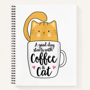 Funny Orange Cat Coffee Mug Cat Lover Notebook