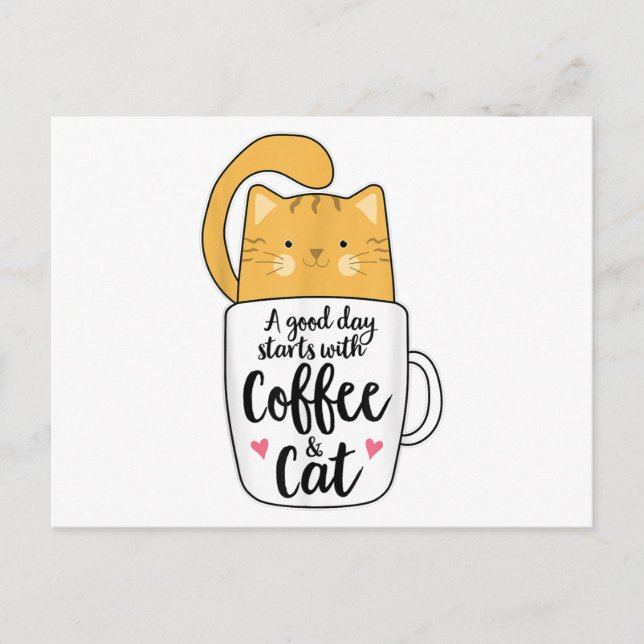 Funny Orange Cat Coffee Mug Cat Lover  Postcard (Front)