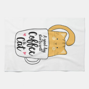 Funny Orange Cat Coffee Mug Cat Lover  Tea Towel