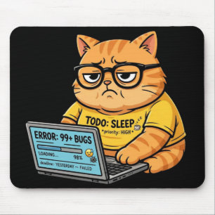 Funny Orange Cat Programmer Mousepad