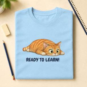 Funny Orange Cat Ready to Learn Back to School T-Shirt