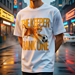 Funny Orange Cat Soccer Goalkeeper Gift  T-Shirt