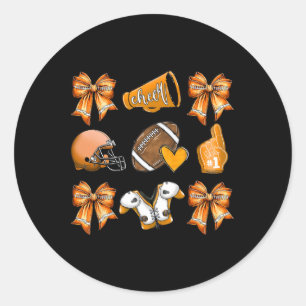 Funny Orange Cheer Coquette Football Mum Women Gir Classic Round Sticker