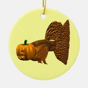Funny Orange Guppy Ceramic Tree Decoration