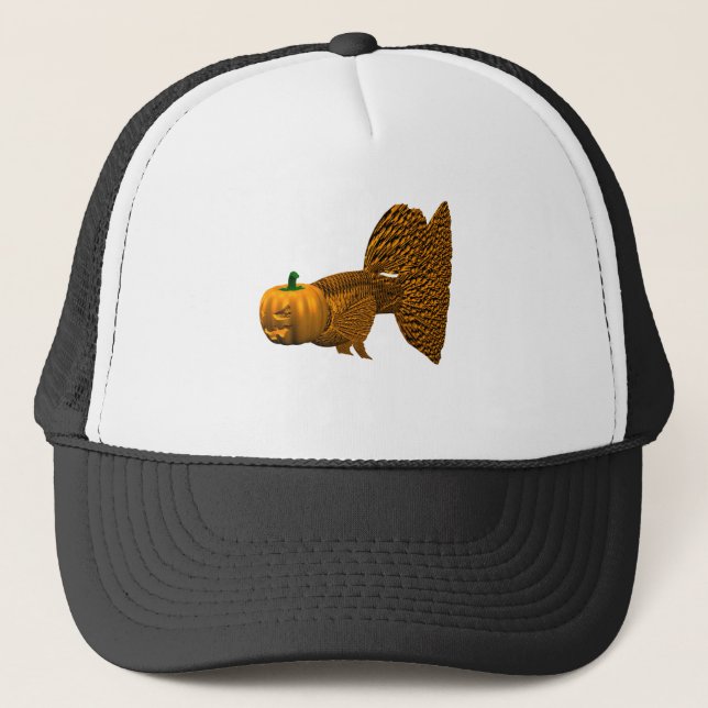 Funny Orange Guppy Trucker Hat (Front)