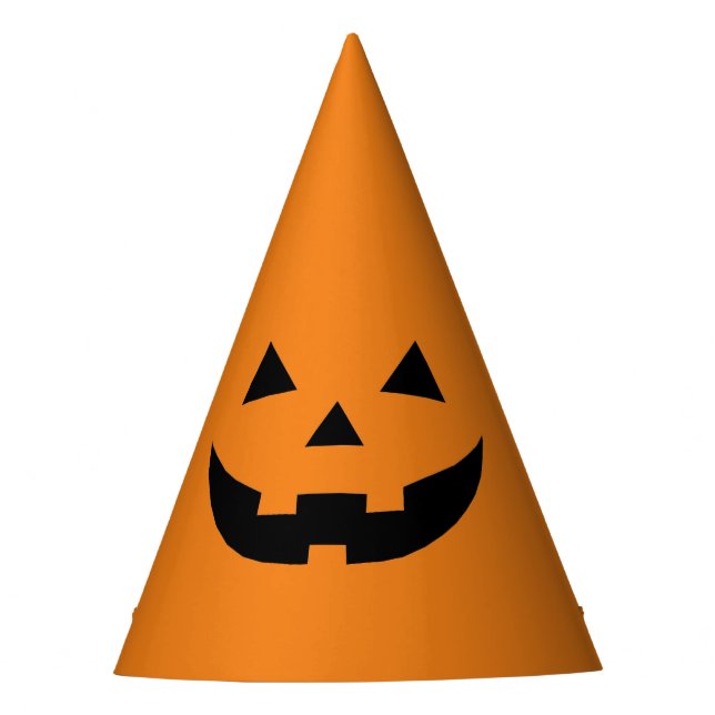 Funny orange Jack o lantern pumpkin face Halloween Party Hat (Front)