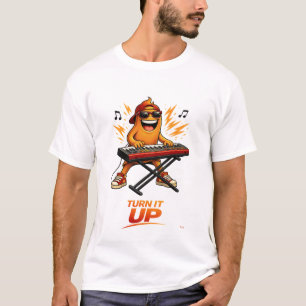 Funny Orange Keyboard Player Character Music T-Shirt