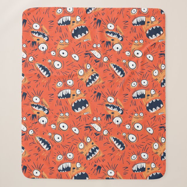 Funny Orange Monster Shouting Face  Sherpa Blanket (Front)