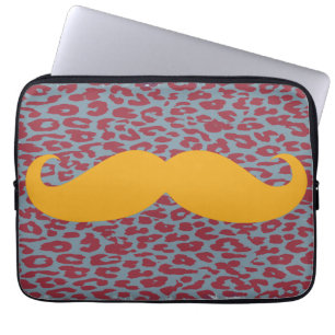 Funny Orange Moustache Laptop Sleeve