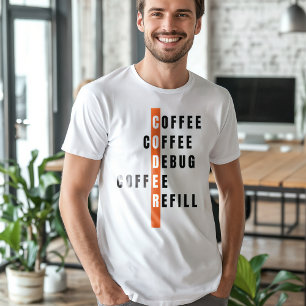 Funny Orange Programmer Coffee Debug Refill T-Shirt