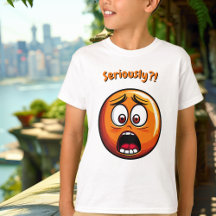 Funny Orange Shocked Emoji Kids T-Shirt