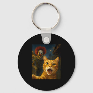Funny Orange Tabby Cat Selfie Creepy Clown Soky Ca Key Ring