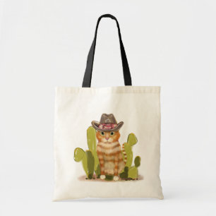 Funny Orange Tabby Cowboy Cat Tote Bag