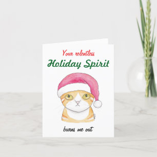 Funny Orange Tabby Ginger Grumpy Cat Christmas  Holiday Card