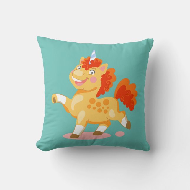 Funny orange unicorn cushion (Front)