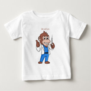 Funny orangutan ape cartoon doctor  baby T-Shirt