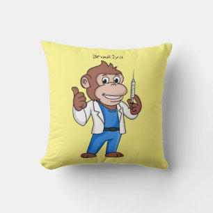 Funny orangutan ape cartoon doctor cushion