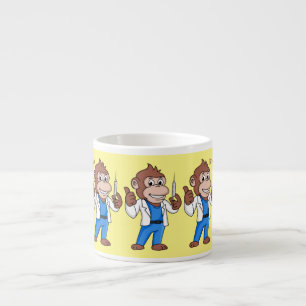 Funny orangutan ape cartoon doctor  espresso cup