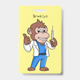 Funny orangutan ape cartoon doctor  ID badge