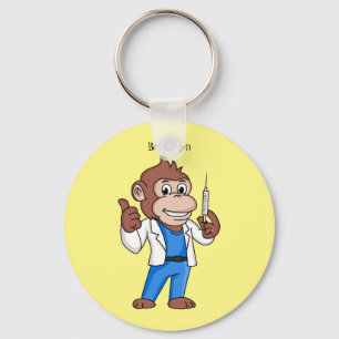 Funny orangutan ape cartoon doctor key ring
