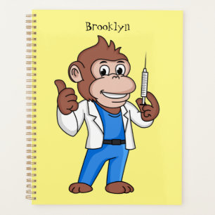 Funny orangutan ape cartoon doctor planner