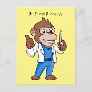 Funny orangutan ape cartoon doctor postcard