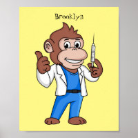 Funny orangutan ape cartoon doctor