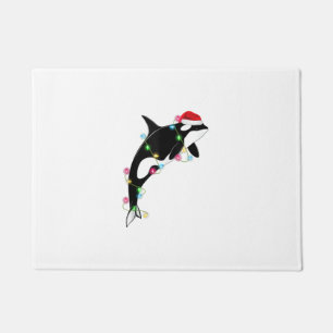Funny Orca Killer Whale Santa Hat Christmas Sea An Doormat