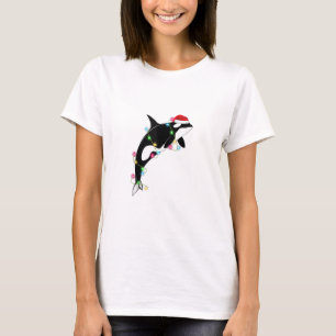 Funny Orca Killer Whale Santa Hat Christmas Sea An T-Shirt