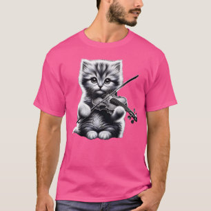 Funny Orchestra Musician Violinist Cute Cat Playin T-Shirt