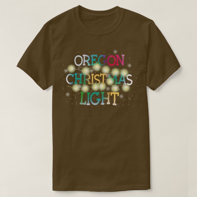 Funny Oregon State Christmas Light Pyjama Cute Tee (Design Front)