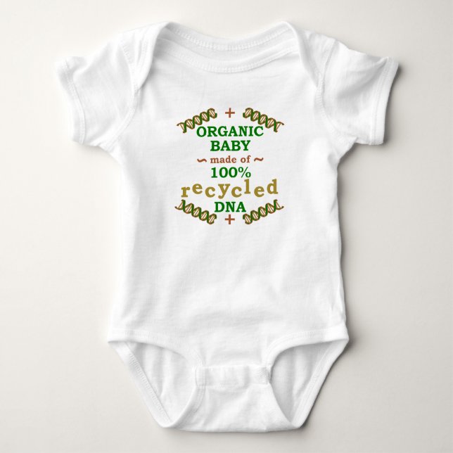 Funny Organic Recycled DNA Baby Science Humour Bodysuit (Front)