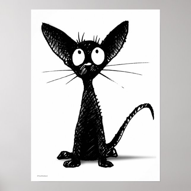 Funny Oriental Black Cat Poster (Front)