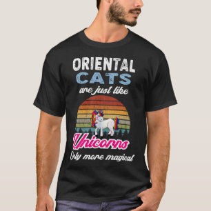 Funny Oriental Cats Design Retro Unicorn Vintage T-Shirt