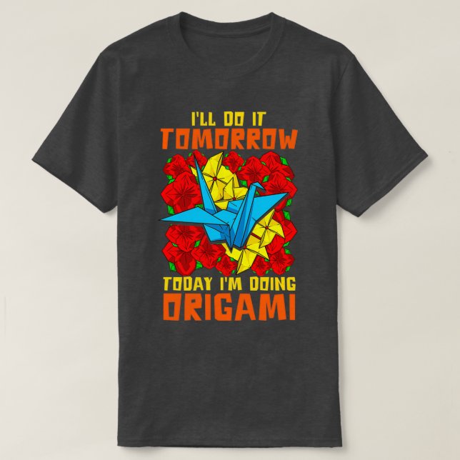 Funny Origami Paper Crane T-Shirt (Design Front)