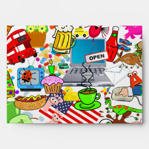 Funny Original & Cute Cartoon Montage Illustration Envelope