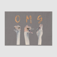 Funny Ostrich Bird Watercolor Illustration | OMG