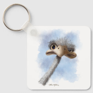 Funny Ostrich Caricature Key Ring