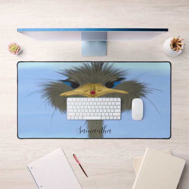Funny Ostrich George and the Cute Ladybug Desk Mat (Office 1)
