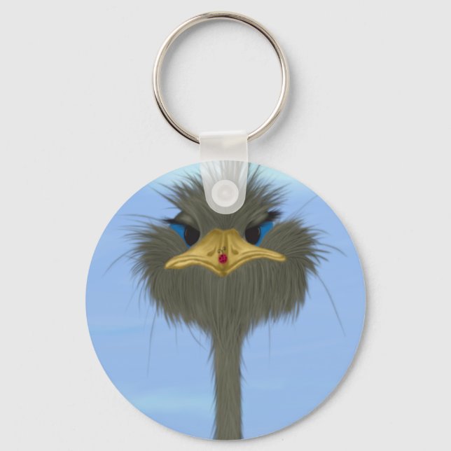 Funny Ostrich George And The Cute Ladybug Key Ring (Front)