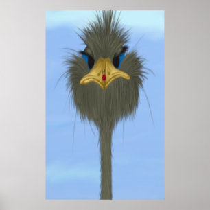 Funny Ostrich George And The Cute Ladybug Poster