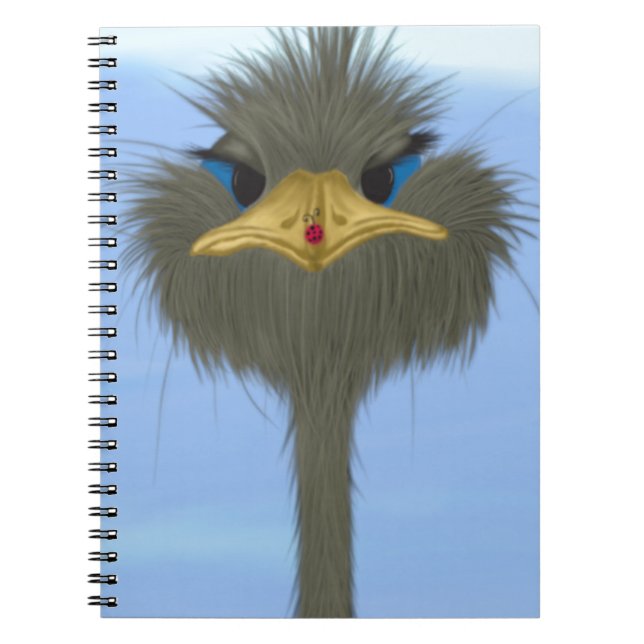 Funny Ostrich George And The Cute Ladybug Spiral Notebook (Front)