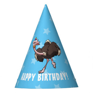 Funny Ostrich Happy Birthday Dancing Party Cartoon Hat