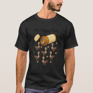 Funny Ostrich My Happy Pills Animal Lover Boys Gir T-Shirt
