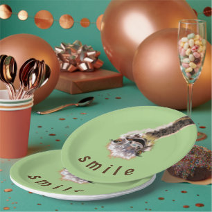 Funny Ostrich Paper Plates Smile - Custom Text