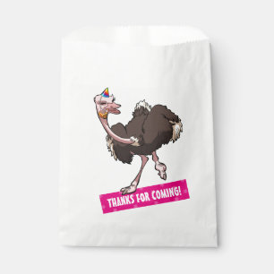Funny Ostrich Thanks For Coming! Party Hat Cartoon Favour Bags